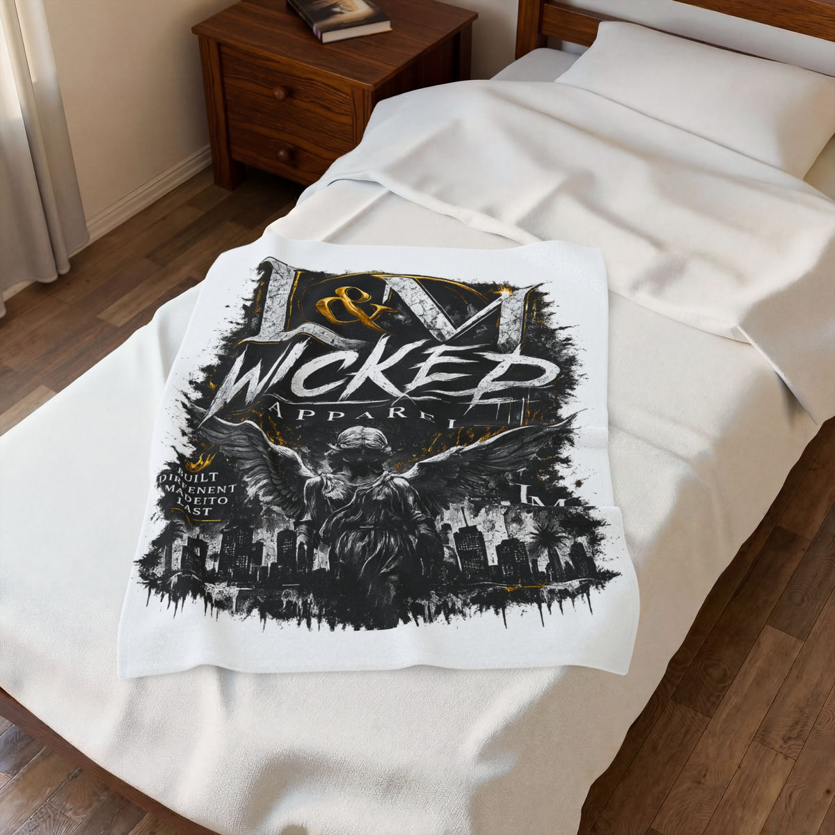 L&M Wicked Apparel Velveteen Plush Blanket
