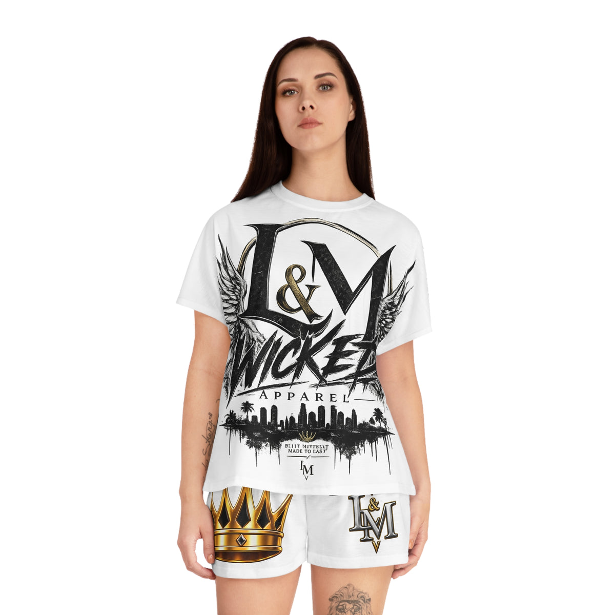 L&M Wicked Apparel Women's Short Pajama Set (AOP)