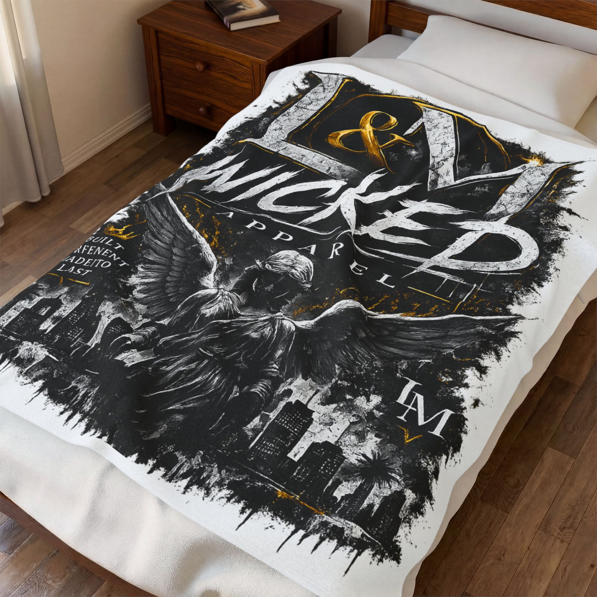 L&M Wicked Apparel Velveteen Plush Blanket