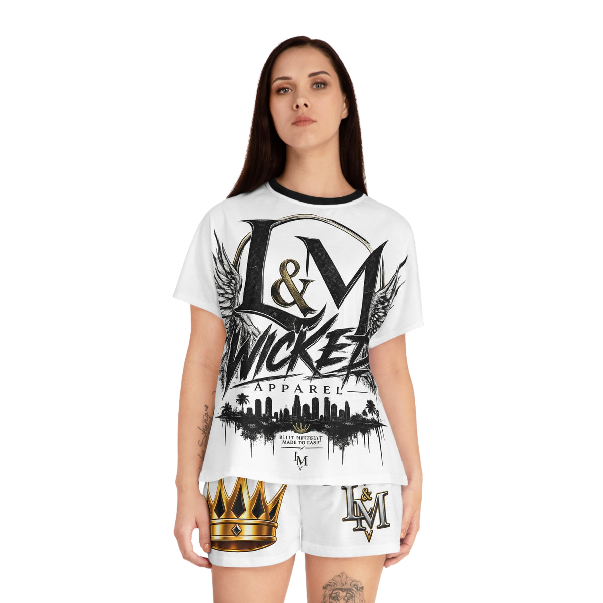 L&M Wicked Apparel Women's Short Pajama Set (AOP)