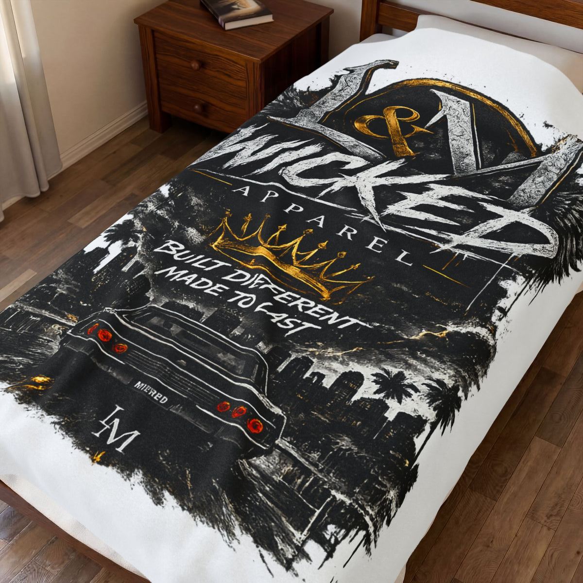 L&M Wicked Apparel Velveteen Plush Blanket