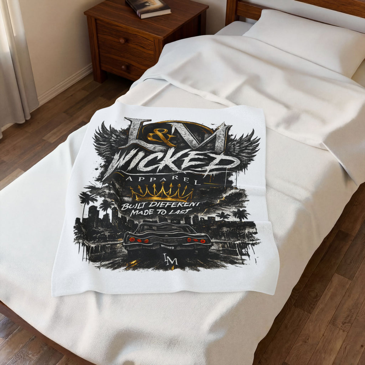 L&M Wicked Apparel Velveteen Plush Blanket
