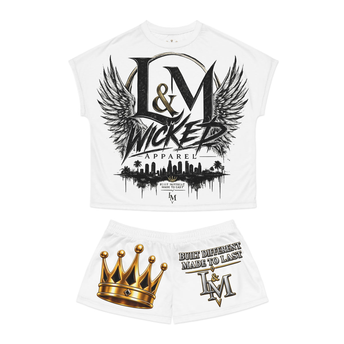 L&M Wicked Apparel Women's Short Pajama Set (AOP)