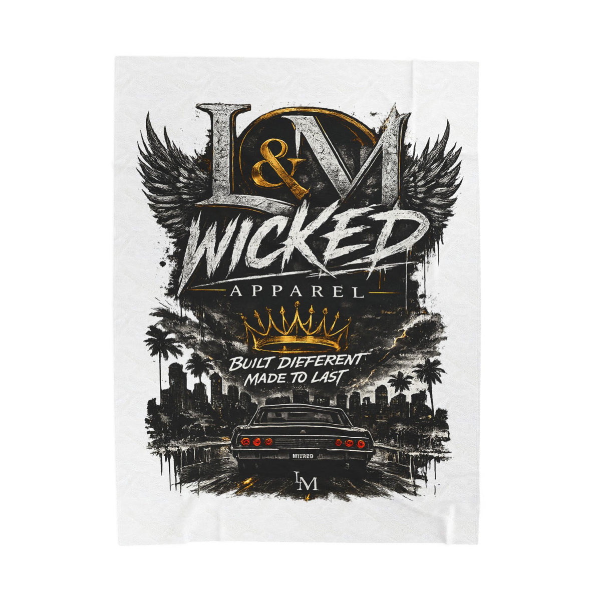 L&M Wicked Apparel Velveteen Plush Blanket
