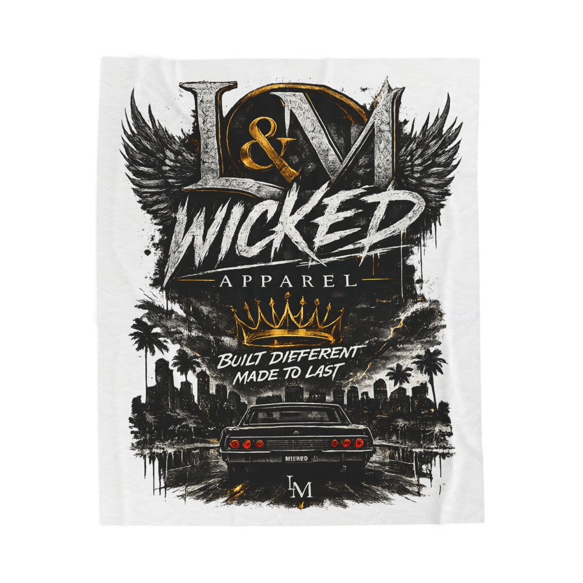 L&M Wicked Apparel Velveteen Plush Blanket