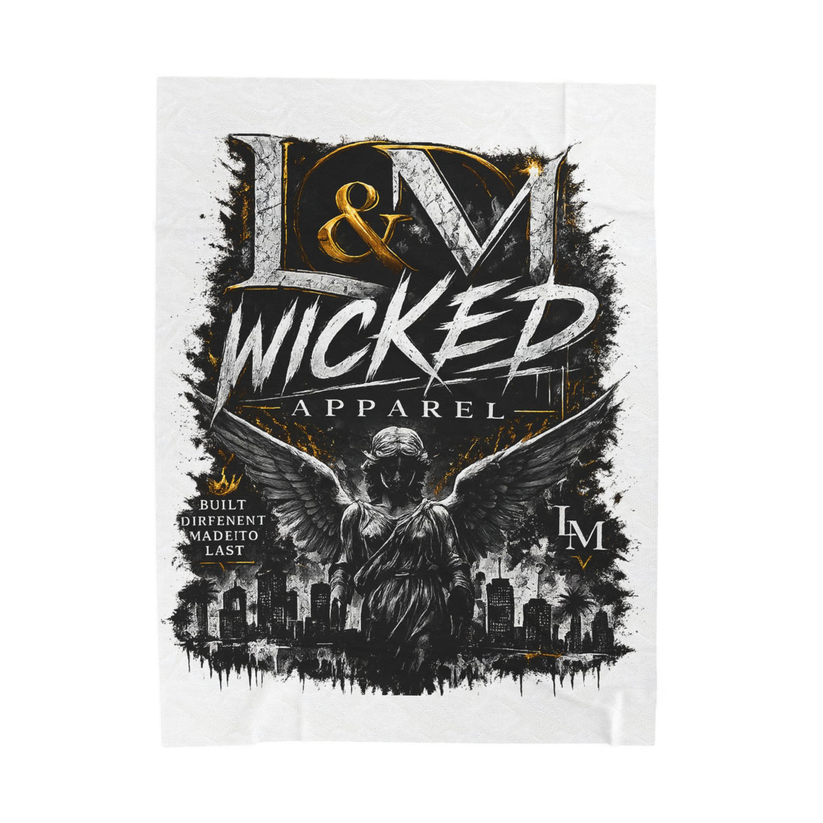 L&M Wicked Apparel Velveteen Plush Blanket