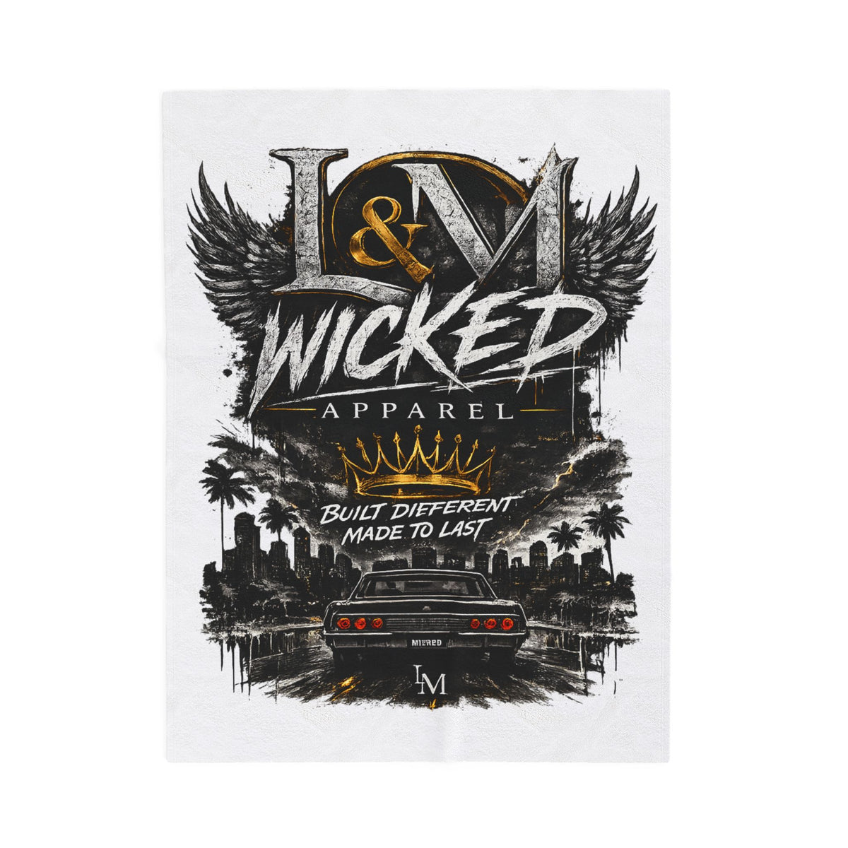 L&M Wicked Apparel Velveteen Plush Blanket